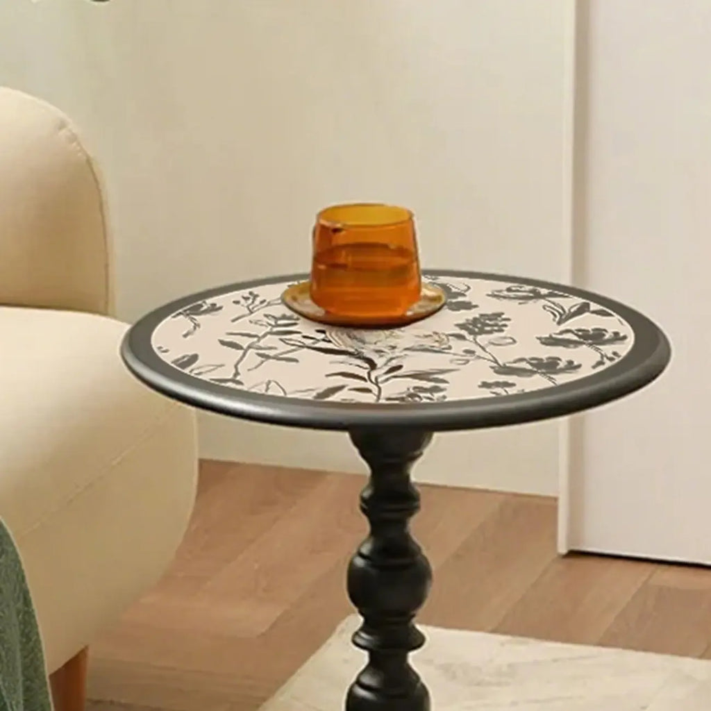 Table d'appoint moderne classique en fer forgé, noir et blanc