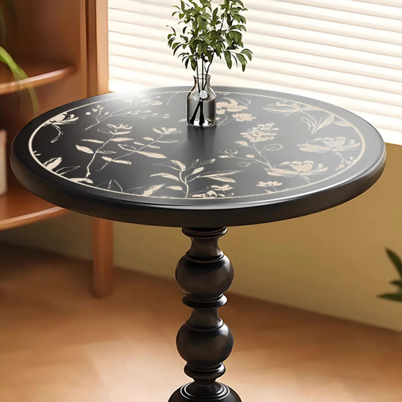 Table d'appoint moderne classique en fer forgé, noir et blanc