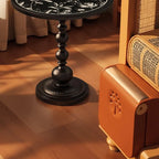 Table d'appoint moderne classique en fer forgé, noir et blanc