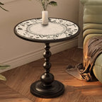 Table d'appoint moderne classique en fer forgé, noir et blanc