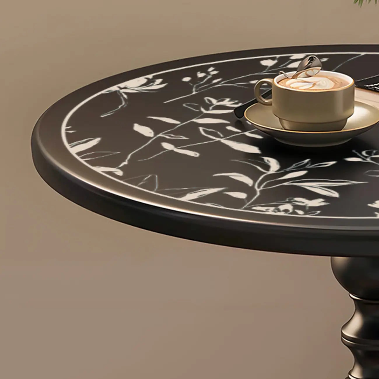 Table d'appoint moderne classique en fer forgé, noir et blanc