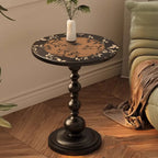 Table d'appoint moderne classique en fer forgé, noir et blanc