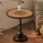 Table d'appoint moderne classique en fer forgé, noir et blanc