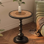 Table d'appoint moderne classique en fer forgé, noir et blanc