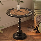 Table d'appoint moderne classique en fer forgé, noir et blanc