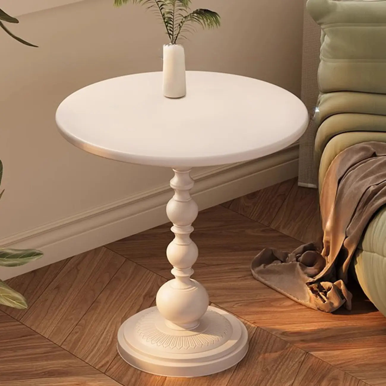 Table d'appoint moderne classique en fer forgé, noir et blanc