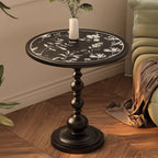 Table d'appoint moderne classique en fer forgé, noir et blanc