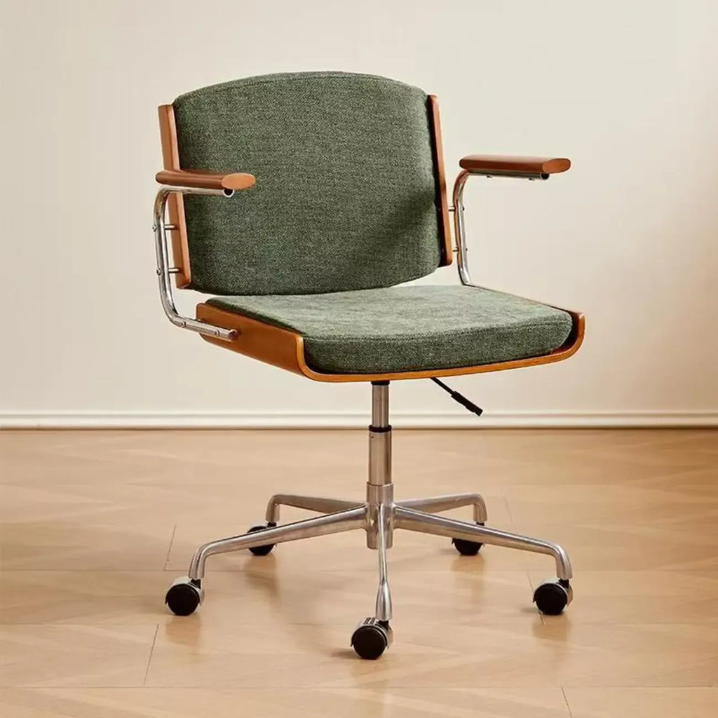 Chaise de bureau pivotante ergonomique moderne en tissu vert