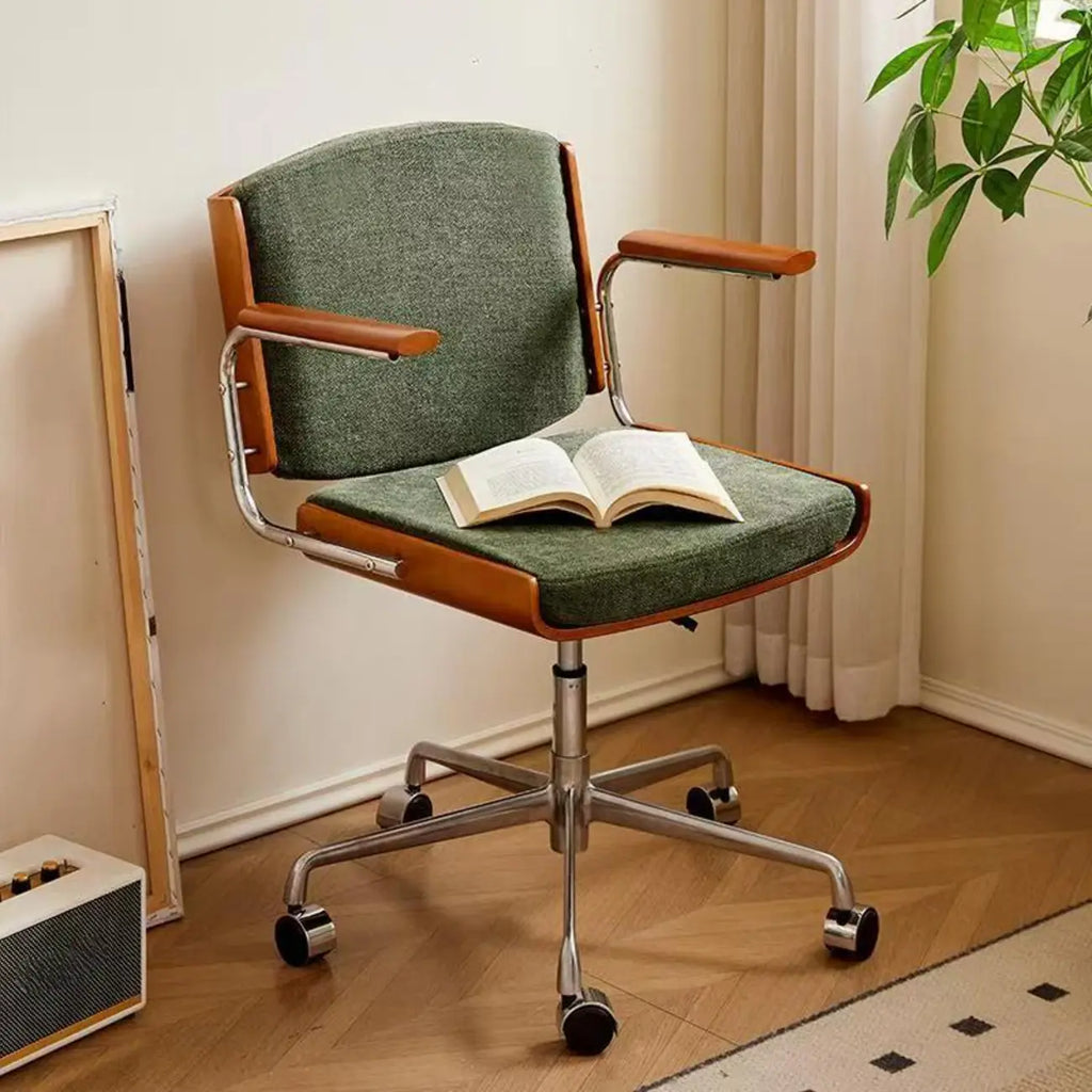 Chaise de bureau pivotante ergonomique moderne en tissu vert