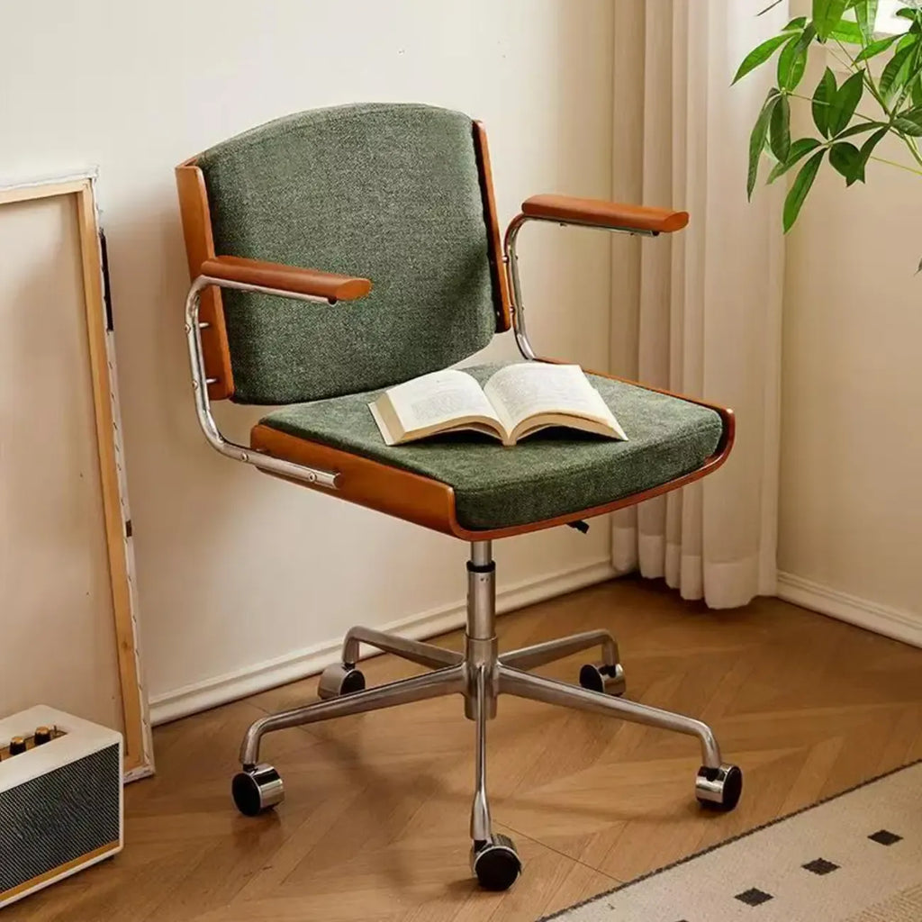 Chaise de bureau pivotante ergonomique moderne en tissu vert