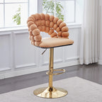 Tabouret de bar pivotant glamour en tissu à hauteur réglable avec accoudoirs