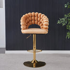 Tabouret de bar pivotant glamour en tissu à hauteur réglable avec accoudoirs