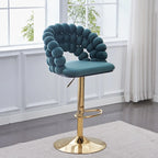 Tabouret de bar pivotant glamour en tissu à hauteur réglable avec accoudoirs