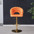 Tabouret de bar pivotant glamour en tissu à hauteur réglable avec accoudoirs