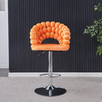 Tabouret de bar pivotant glamour en tissu à hauteur réglable avec accoudoirs