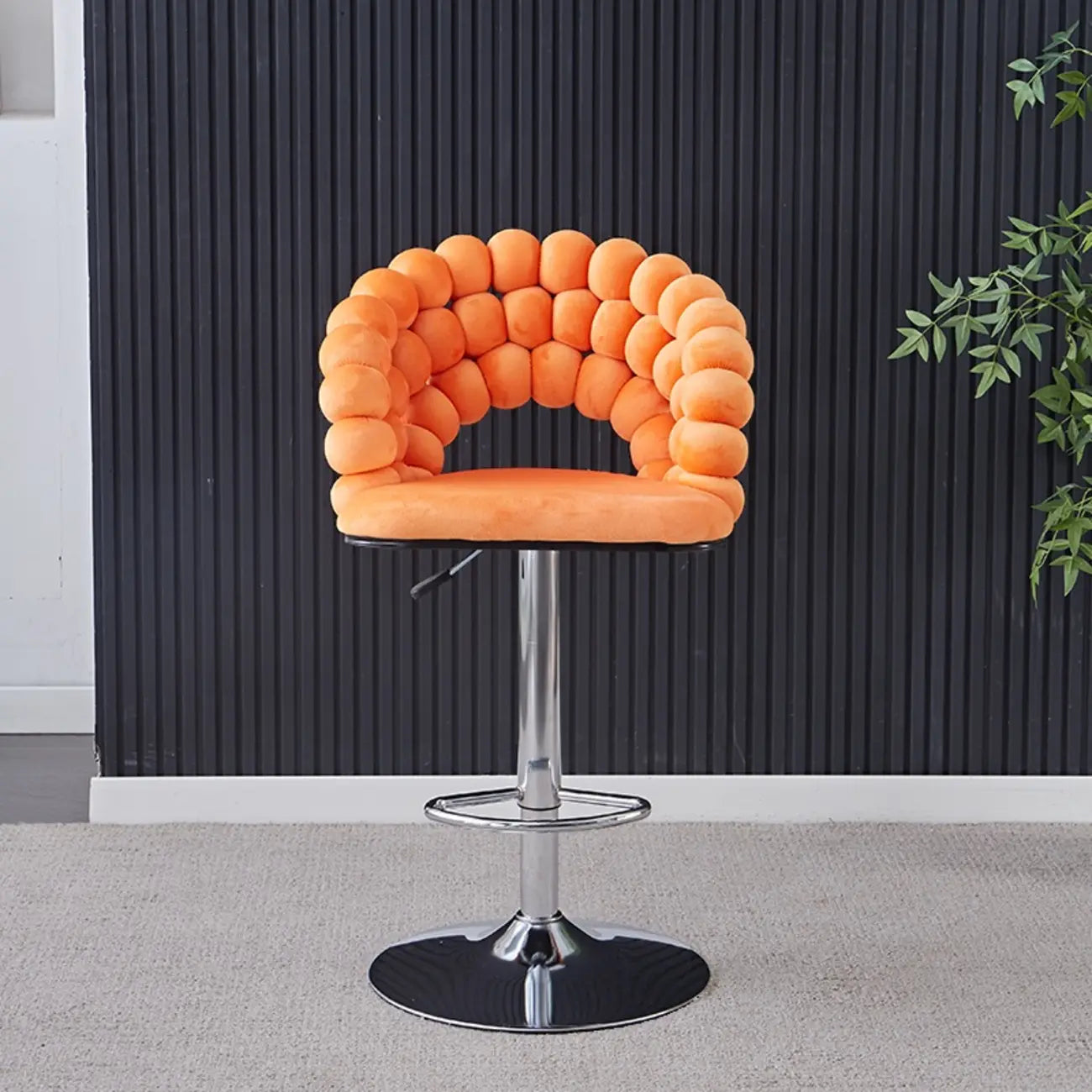 Tabouret de bar pivotant glamour en tissu à hauteur réglable avec accoudoirs