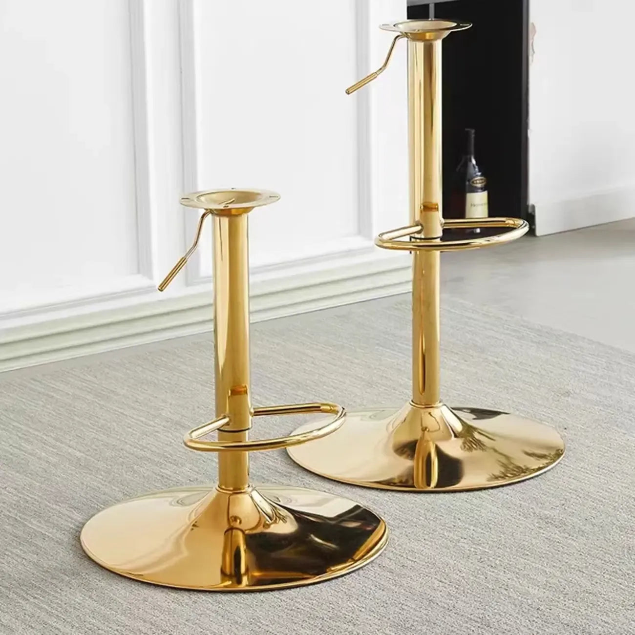 Tabouret de bar pivotant glamour en tissu à hauteur réglable avec accoudoirs