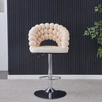 Tabouret de bar pivotant glamour en tissu à hauteur réglable avec accoudoirs