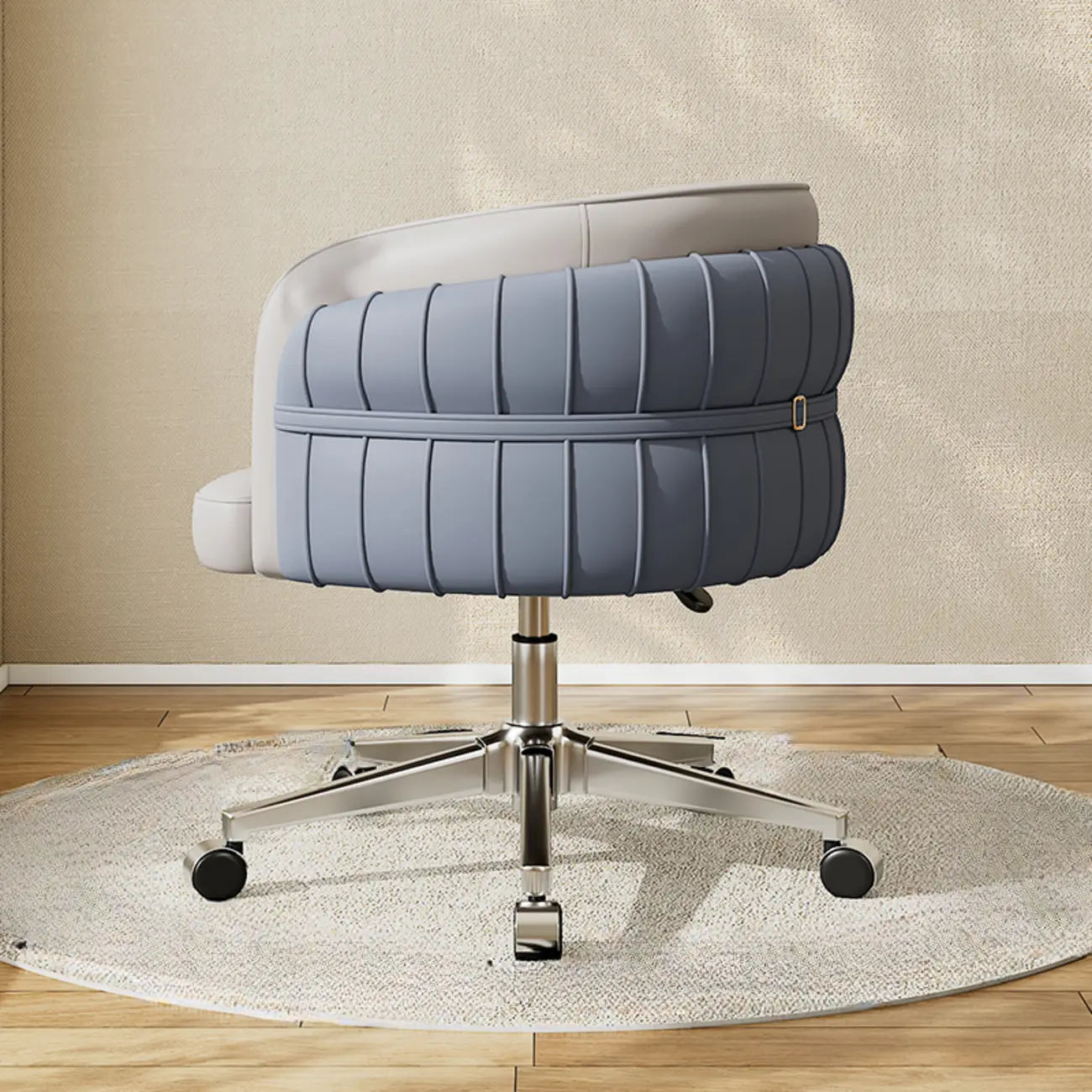 Chaise de bureau ergonomique moderne en cuir à dossier bas et roulettes