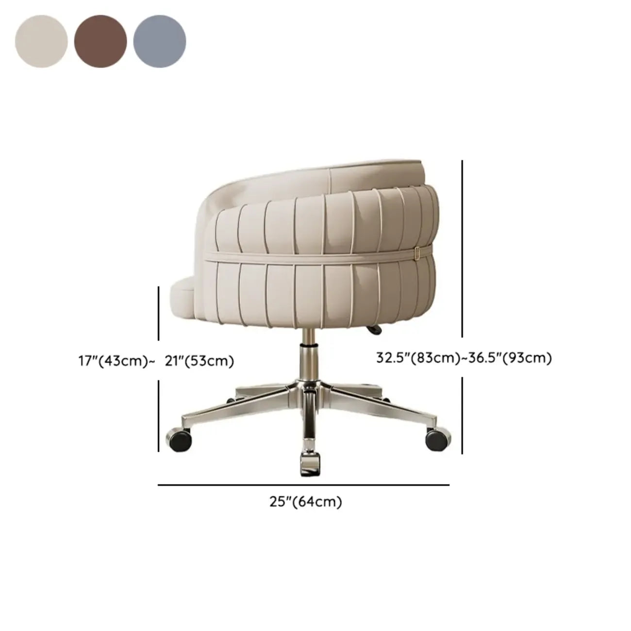 Chaise de bureau ergonomique moderne en cuir à dossier bas et roulettes