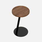 Table d'appoint en forme de C avec plateau en bois brun et métal pour salon