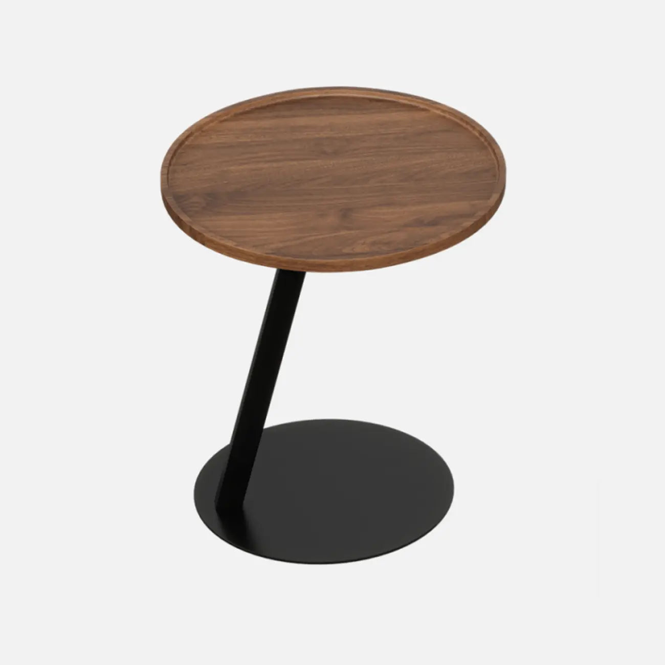 Table d'appoint en forme de C avec plateau en bois brun et métal pour salon
