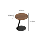 Table d'appoint en forme de C avec plateau en bois brun et métal pour salon