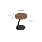 Table d'appoint en forme de C avec plateau en bois brun et métal pour salon