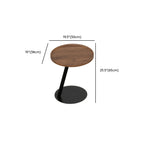 Table d'appoint en forme de C avec plateau en bois brun et métal pour salon