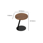 Table d'appoint en forme de C avec plateau en bois brun et métal pour salon