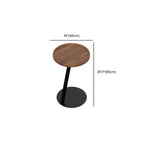 Table d'appoint en forme de C avec plateau en bois brun et métal pour salon