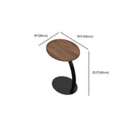 Table d'appoint en forme de C avec plateau en bois brun et métal pour salon