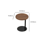 Table d'appoint en forme de C avec plateau en bois brun et métal pour salon