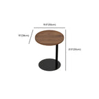 Table d'appoint en forme de C avec plateau en bois brun et métal pour salon