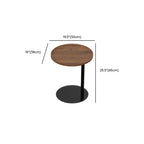 Table d'appoint en forme de C avec plateau en bois brun et métal pour salon