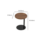 Table d'appoint en forme de C avec plateau en bois brun et métal pour salon