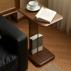 Tables d'appoint étroites en bois minimalistes avec porte-livres