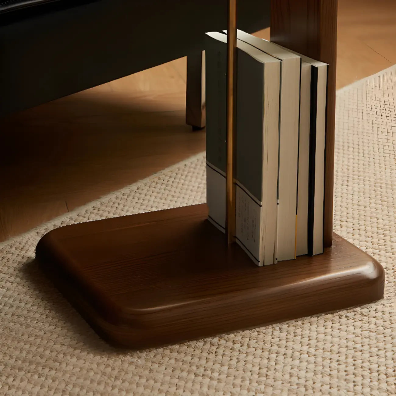 Tables d'appoint étroites en bois minimalistes avec porte-livres