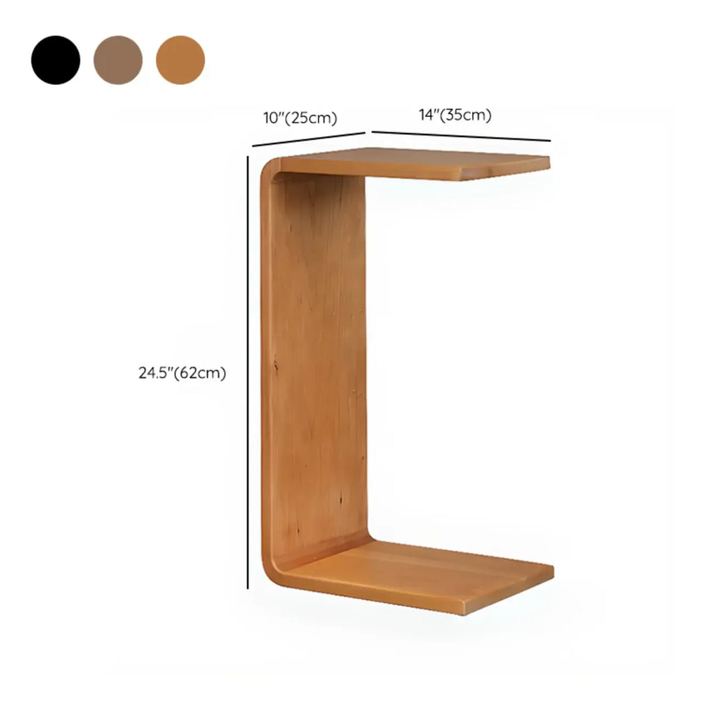 Table d'appoint rectangulaire moderne en bois en forme de C pour salon