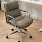 Fauteuil de bureau pivotant ergonomique moderne en cuir à dossier mi-haut