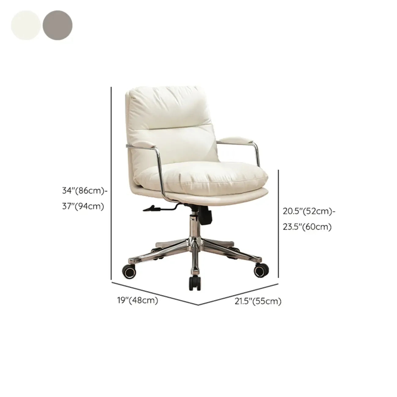 Fauteuil de bureau pivotant ergonomique moderne en cuir à dossier mi-haut