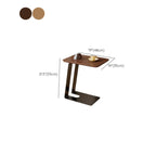 Table d'appoint minimaliste rectangulaire en bois de frêne brun en forme de C