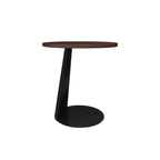 Table d'appoint ronde moderne en frêne brun en forme de C