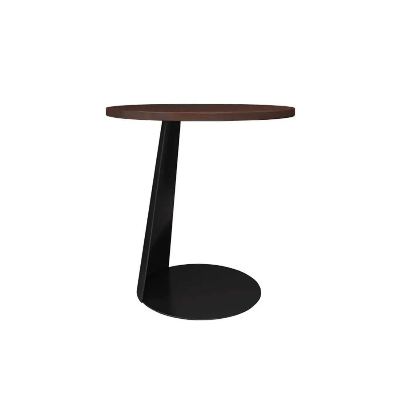 Table d'appoint ronde moderne en frêne brun en forme de C