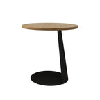 Table d'appoint ronde moderne en frêne brun en forme de C
