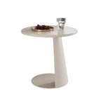 Table d'appoint ronde minimaliste noire en bois et acier en forme de C