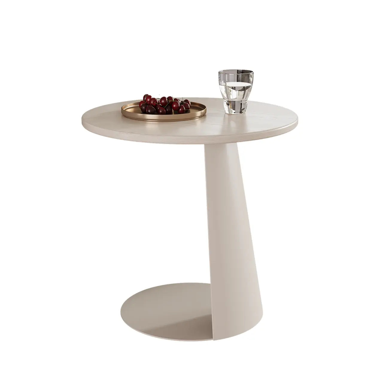 Table d'appoint ronde minimaliste noire en bois et acier en forme de C