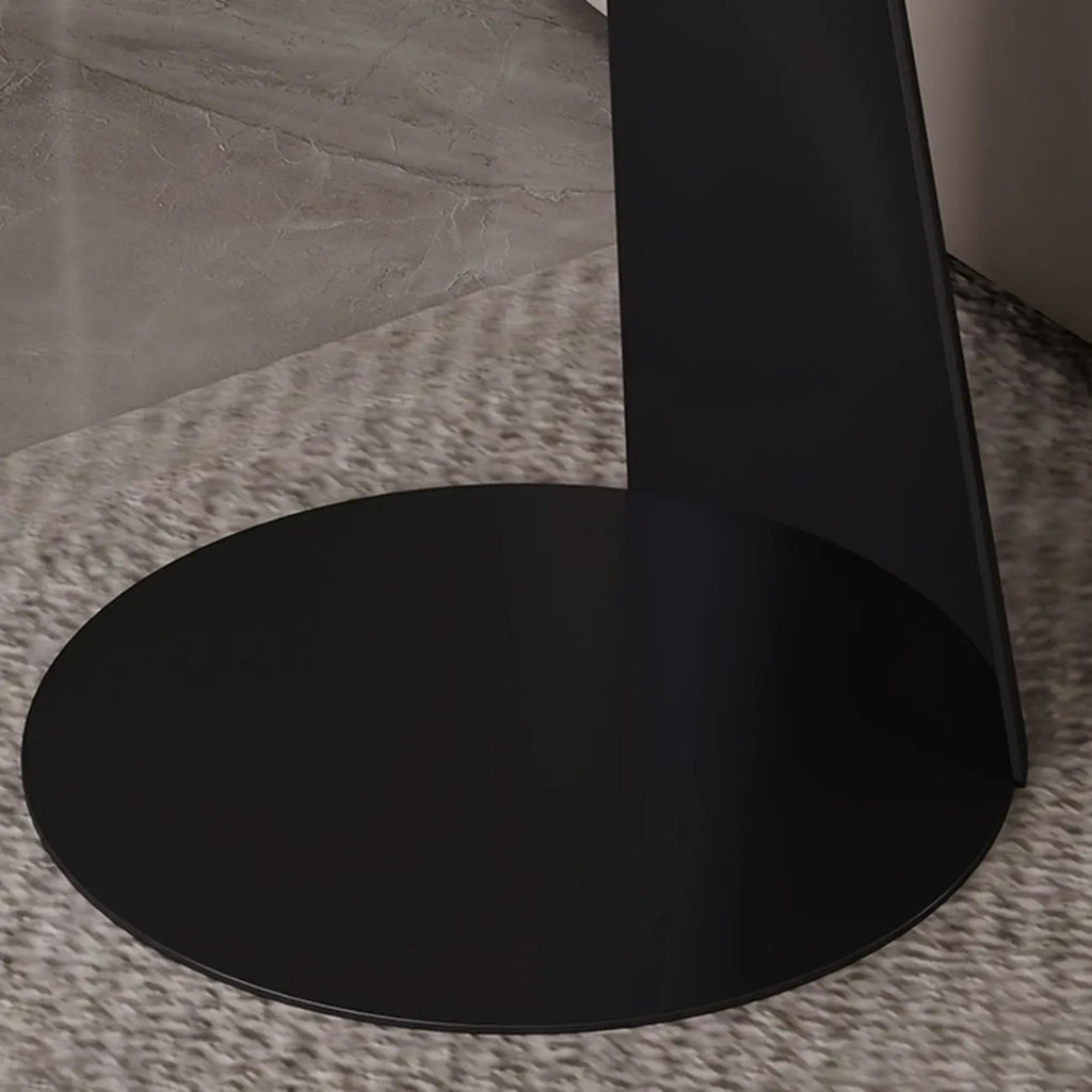 Table d'appoint ronde minimaliste noire en bois et acier en forme de C