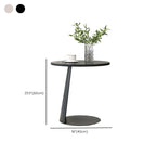 Table d'appoint ronde minimaliste noire en bois et acier en forme de C