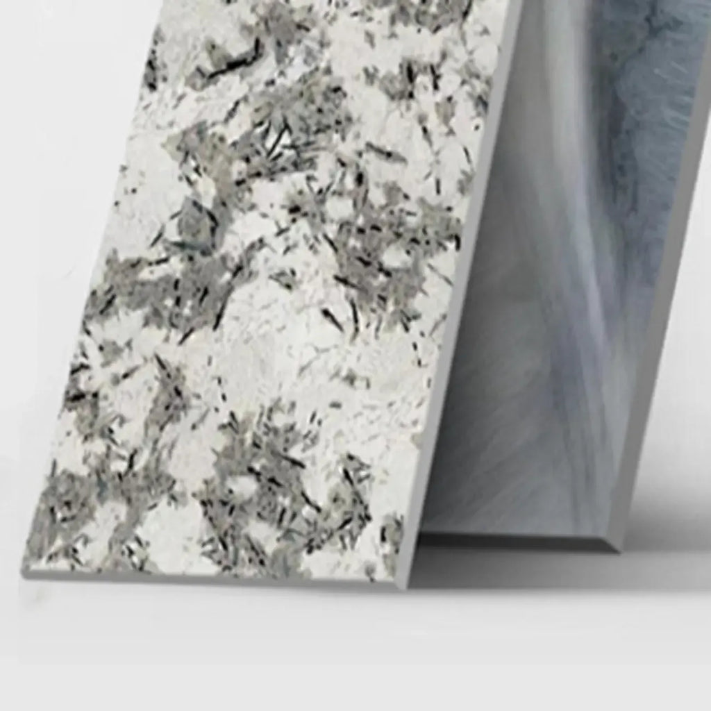 Table d'appoint contemporaine en forme de C, en pierre et acier inoxydable